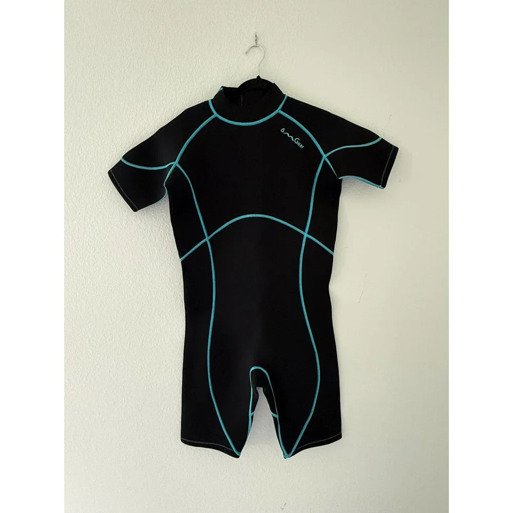 NeoSport Neo Gear Wetsuit XL Black Turquoise Shorty Spring Suit Neoprene